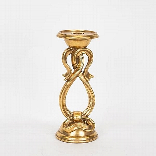 Κηροπήγιο Polyresin Χρυσό 11x11x27cm