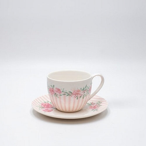 Κούπα ΜΕ ΠΙΑΤΑΚΙ ΠΟΡΣΕΛΑΝΙΝΗ ΛΕΥΚΗ ΜΕ ΡΟΖ ΑΝΘΑΚΙΑ 230ml