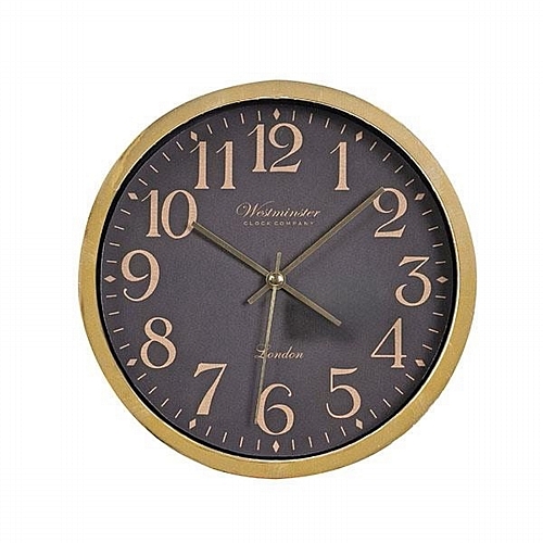Ρολόι Τοίχου Πλαστικό Μαύρο - Χρυσό 22x3.8x22cm