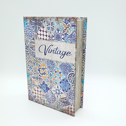 Κουτί Βιβλίο Ξύλινο Γαλάζιο - Λευκό 33x22x7cm