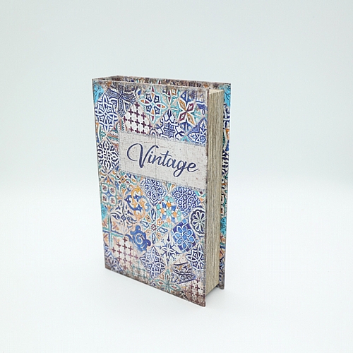 Κουτί Βιβλίο Ξύλινο Γαλάζιο - Λευκό  26x17x5cm
