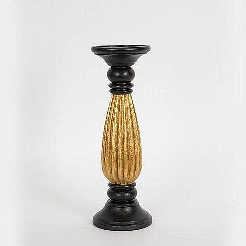 Κηροπήγιο Πολυρεζιν Μαύρο-Χρυσό 10.5x10.5x30.2cm