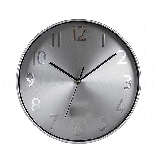 Ρολόι Τοίχου Πλαστικό Ασημί - Μαύρο 30x4.2x30cm