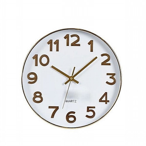 Ρολόι Τοίχου Πλαστικό Λευκό - Χρυσό 30x4.2x30cm