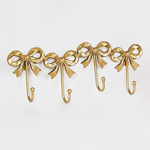 Κρεμάστρα Τοίχου 4 Θέσεων Μεταλλική Χρυσή 46x6x17cm