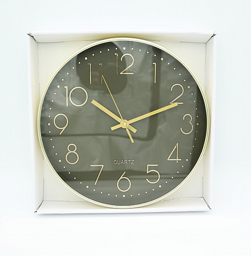 Ρολόι Τοίχου Πλαστικό Μαύρο - Χρυσό 30x4.2x30cm