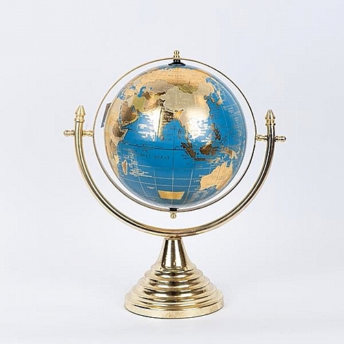 Υδρόγειος Μεταλλική Χρυσή - Μπλε 20x31x36cm