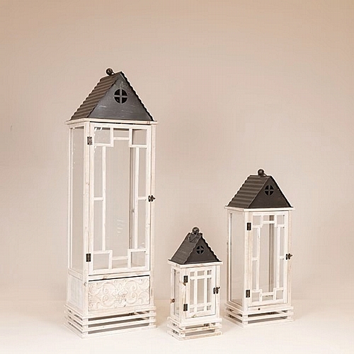 Φανάρι Ξύλο-Μεταλλική Οροφή Λευκό-Μαύρο 27x20x69cm Φανάρι Ξύλο-Μεταλλική Οροφή Λευκό-Μαύρο 27x20x69cm