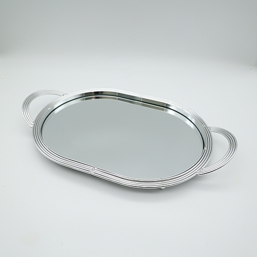 Δίσκος Μεταλλικός με Καθρέφτη Ασημί 27x45cm