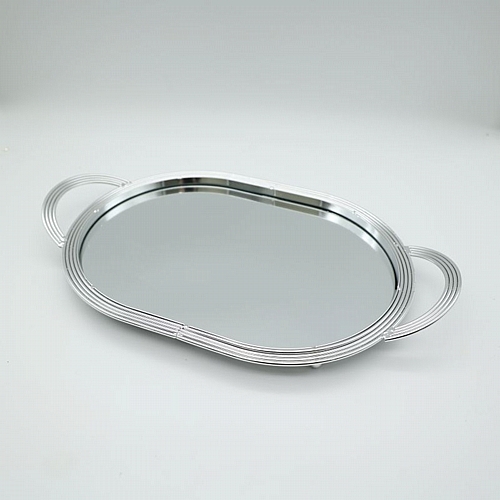 Δίσκος Μεταλλικός με Καθρέφτη Ασημί 27x45cm