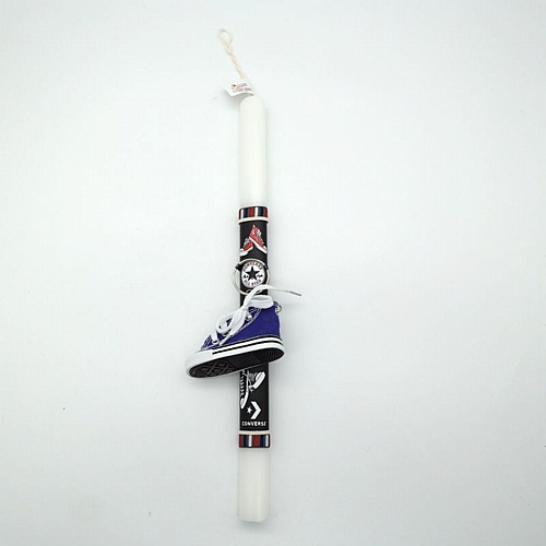 Λαμπάδα με Μπρελόκ Λευκό Σταράκι All Star - Μπλε 35cm