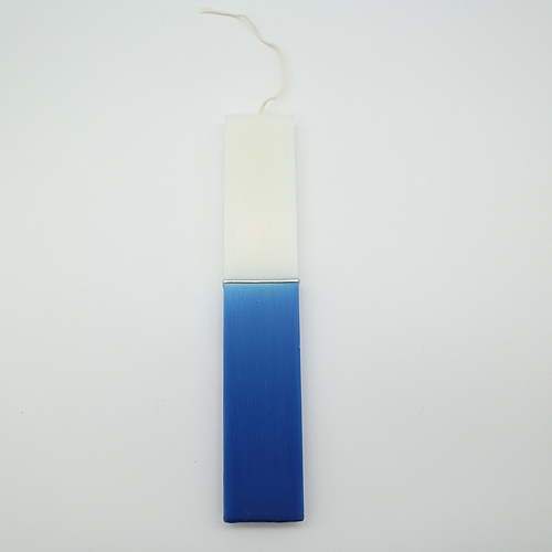 Λαμπάδα Δίχρωμη Λευκό – Μπλε 25cm