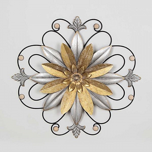 ΔΙΑΚΟΣΜΗΤΙΚΟ ΤΟΙΧΟΥ ΛΟΥΛΟΥΔΙ ΜΕΤΑΛΛΙΚΟ ΧΡΥΣΟ - ΑΣΗΜΙ - ΜΑΥΡΟ 63x5x63cm