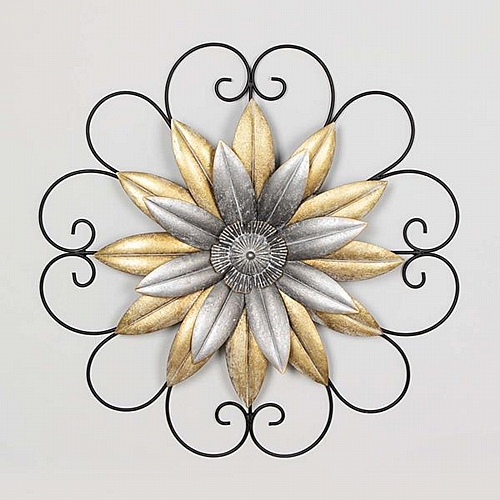 ΔΙΑΚΟΣΜΗΤΙΚΟ ΤΟΙΧΟΥ ΛΟΥΛΟΥΔΙ ΜΕΤΑΛΛΙΚΟ ΧΡΥΣΟ - ΑΣΗΜΙ - ΜΑΥΡΟ 59x4.5x59cm