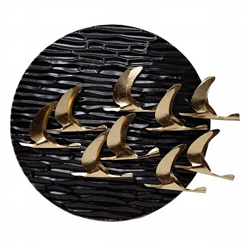 ΔΙΑΚΟΣΜΗΤΙΚΟ ΤΟΙΧΟΥ ΠΟΥΛΙΑ ΜΕΤΑΛΛΙΚΟ ΧΡΥΣΟ - ΜΑΥΡΟ 69x11x59cm