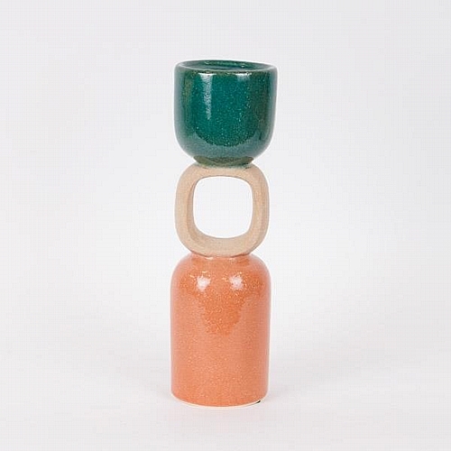 ΚΗΡΟΠΗΓΙΟ ΚΕΡΑΜΙΚΟ ΠΡΑΣΙΝΟ-ΜΠΕΖ-ΣΟΜΟΝ 9.5x9.5x31.5cm