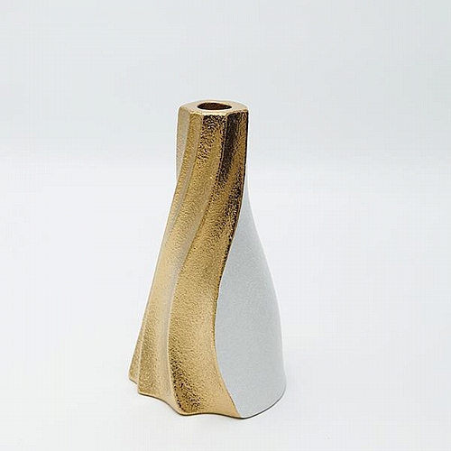 ΚΗΡΟΠΗΓΙΟ ΚΕΡΑΜΙΚΟ ΛΕΥΚΟ - ΧΡΥΣΟ 11.5x11x19.5cm