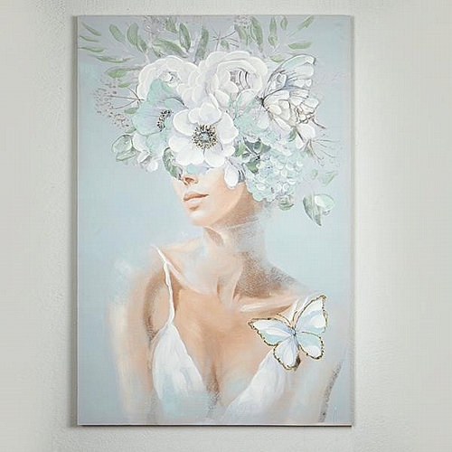 ΠΙΝΑΚΑΣ ΚΑΜΒΑΣ ΓΥΝΑΙΚΑ ΜΕ ΛΟΥΛΟΥΔΙΑ & ΠΕΤΑΛΟΥΔΕΣ 80x3x120cm ΠΙΝΑΚΑΣ ΚΑΜΒΑΣ ΓΥΝΑΙΚΑ ΜΕ ΛΟΥΛΟΥΔΙΑ & ΠΕΤΑΛΟΥΔΕΣ 80x3x120cm