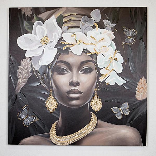 ΠΙΝΑΚΑΣ ΚΑΜΒΑΣ ΓΥΝΑΙΚΑ ΜΕ ΛΟΥΛΟΥΔΙΑ ΜΑΥΡΟΣ - ΛΕΥΚΟΣ - ΓΚΡΙ 100x3x100cm ΠΙΝΑΚΑΣ ΚΑΜΒΑΣ ΓΥΝΑΙΚΑ ΜΕ ΛΟΥΛΟΥΔΙΑ ΜΑΥΡΟΣ - ΛΕΥΚΟΣ - ΓΚΡΙ 100x3x100cm