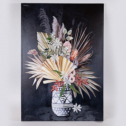 ΠΙΝΑΚΑΣ ΚΑΜΒΑΣ ΒΑΖΟ ΜΕ ΛΟΥΛΟΥΔΙΑ ΠΟΛΥΧΡΩΜΟΣ - ΜΑΥΡΟΣ 70x3x100cm ΠΙΝΑΚΑΣ ΚΑΜΒΑΣ ΒΑΖΟ ΜΕ ΛΟΥΛΟΥΔΙΑ ΠΟΛΥΧΡΩΜΟΣ - ΜΑΥΡΟΣ 70x3x100cm