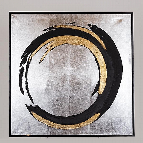 ΠΙΝΑΚΑΣ ΚΑΜΒΑΣ ΚΥΚΛΟΣ ΜΑΥΡΟΣ - ΧΡΥΣΟΣ - ΑΣΗΜΙ 80x3.5x80cm ΠΙΝΑΚΑΣ ΚΑΜΒΑΣ ΚΥΚΛΟΣ ΜΑΥΡΟΣ - ΧΡΥΣΟΣ - ΑΣΗΜΙ 80x3.5x80cm
