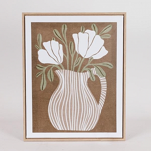 ΠΙΝΑΚΑΣ ΚΑΜΒΑΣ ΒΑΖΟ ΜΕ ΛΟΥΛΟΥΔΙΑ ΛΕΥΚΟΣ - ΚΑΦΕ 40x2x50cm ΠΙΝΑΚΑΣ ΚΑΜΒΑΣ ΒΑΖΟ ΜΕ ΛΟΥΛΟΥΔΙΑ ΛΕΥΚΟΣ - ΚΑΦΕ 40x2x50cm