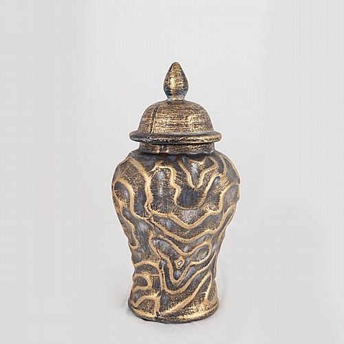 ΒΑΖΟ ΜΕ ΚΑΠΑΚΙ ΚΕΡΑΜΙΚΟ ΧΡΥΣΟ - ΓΚΡΙ 15x15x29cm