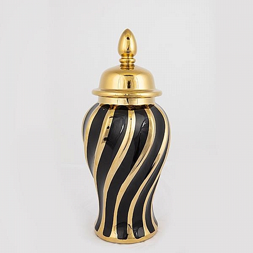 ΒΑΖΟ ΜΕ ΚΑΠΑΚΙ ΚΕΡΑΜΙΚΟ ΧΡΥΣΟ - ΜΑΥΡΟ 16x16x36.5cm