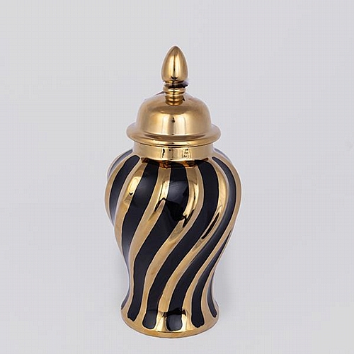 ΒΑΖΟ ΜΕ ΚΑΠΑΚΙ ΚΕΡΑΜΙΚΟ ΧΡΥΣΟ - ΜΑΥΡΟ 14.8x14.8x30cm