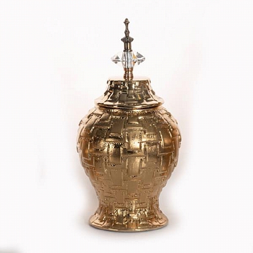 ΒΑΖΟ ΜΕ ΚΑΠΑΚΙ ΚΕΡΑΜΙΚΟ ΧΡΥΣΟ 15x15x29cm