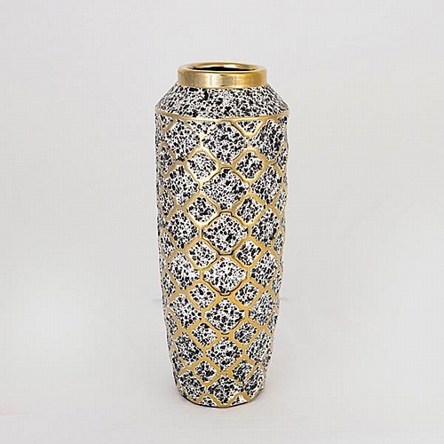 ΒΑΖΟ ΚΕΡΑΜΙΚΟ ΧΡΥΣΟ - ΛΕΥΚΟ - ΜΑΥΡΟ 12.5x12.5x31cm