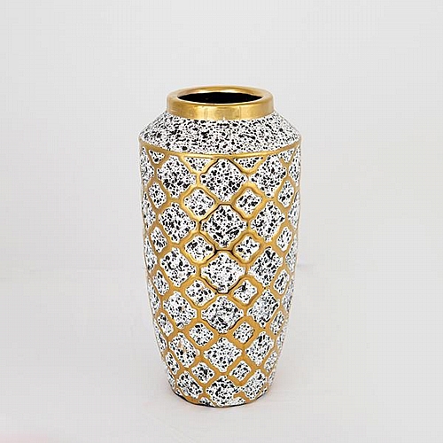 ΒΑΖΟ ΚΕΡΑΜΙΚΟ ΧΡΥΣΟ - ΛΕΥΚΟ - ΜΑΥΡΟ 13x13x25cm