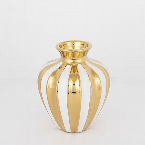 ΒΑΖΟ ΚΕΡΑΜΙΚΟ ΛΕΥΚΟ - ΧΡΥΣΟ 16.5x26cm