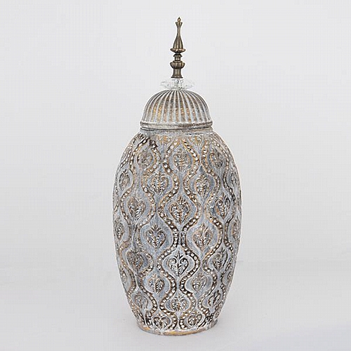 ΒΑΖΟ ΜΕ ΚΑΠΑΚΙ ΚΕΡΑΜΙΚΟ ΓΚΡΙ 15.5x20.5x47cm