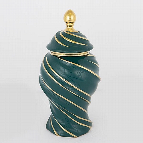 ΒΑΖΟ ΜΕ ΚΑΠΑΚΙ ΚΕΡΑΜΙΚΟ ΠΡΑΣΙΝΟ - ΧΡΥΣΟ 18.5x35cm