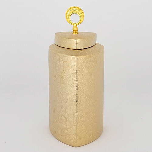 ΒΑΖΟ ΜΕ ΚΑΠΑΚΙ ΚΕΡΑΜΙΚΟ ΧΡΥΣΟ 14.5x14.5x32cm