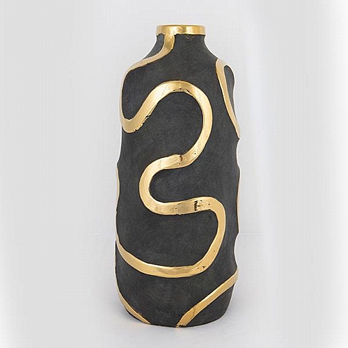 ΒΑΖΟ ΚΕΡΑΜΙΚΟ ΓΚΡΙ - ΧΡΥΣΟ 19.5x19.5x45cm