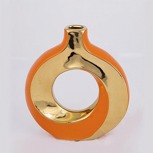 ΒΑΖΟ ΚΕΡΑΜΙΚΟ ΠΟΡΤΟΚΑΛΙ - ΧΡΥΣΟ 17.5x4.5x19cm