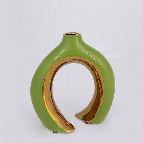 ΒΑΖΟ ΚΕΡΑΜΙΚΟ ΠΡΑΣΙΝΟ - ΧΡΥΣΟ 16.5x7.2x18.5cm