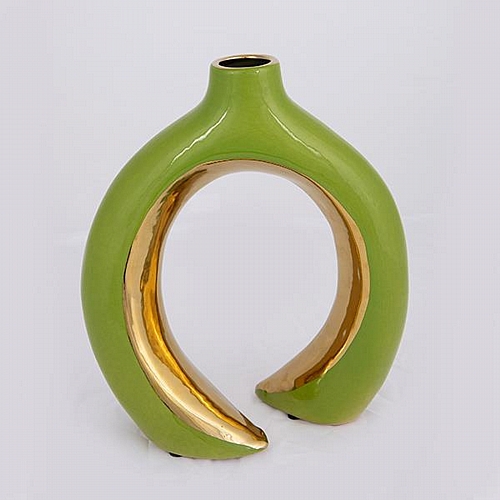 ΒΑΖΟ ΚΕΡΑΜΙΚΟ ΠΡΑΣΙΝΟ - ΧΡΥΣΟ 21x10.5x25cm