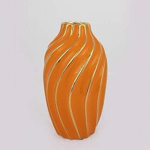 ΒΑΖΟ ΚΕΡΑΜΙΚΟ ΠΟΡΤΟΚΑΛΙ - ΧΡΥΣΟ 14x14x24.5cm
