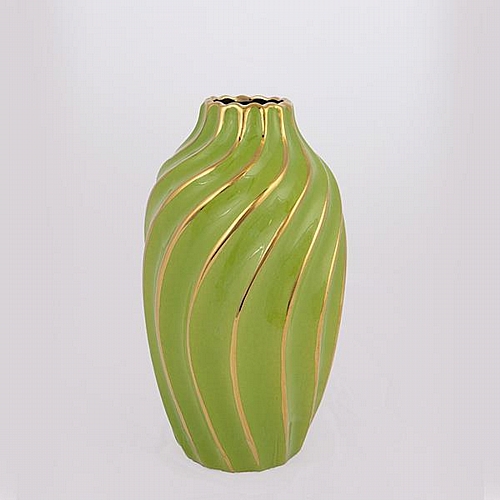 ΒΑΖΟ ΚΕΡΑΜΙΚΟ ΠΡΑΣΙΝΟ - ΧΡΥΣΟ14x14x24.5cm