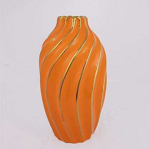 ΒΑΖΟ ΚΕΡΑΜΙΚΟ ΠΟΡΤΟΚΑΛΙ - ΧΡΥΣΟ 17x17x30.5cm