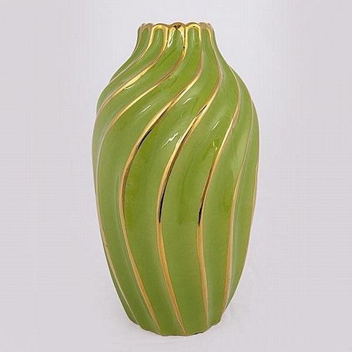 ΒΑΖΟ ΚΕΡΑΜΙΚΟ ΠΡΑΣΙΝΟ  -ΧΡΥΣΟ 17x17x30.5cm