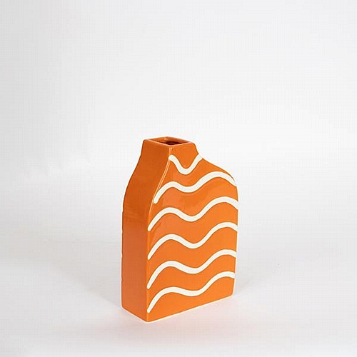 ΒΑΖΟ ΚΕΡΑΜΙΚΟ ΠΟΡΤΟΚΑΛΙ ΜΕ ΛΕΥΚΕΣ ΓΡΑΜΜΕΣ 15x6x23cm