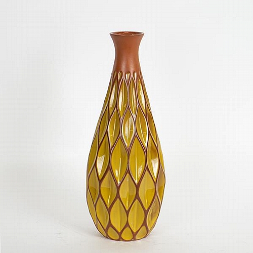 ΒΑΖΟ ΚΕΡΑΜΙΚΟ ΤΕΡΑΚΟΤΑ - ΚΙΤΡΙΝΟ 14.5x14.5x37cm