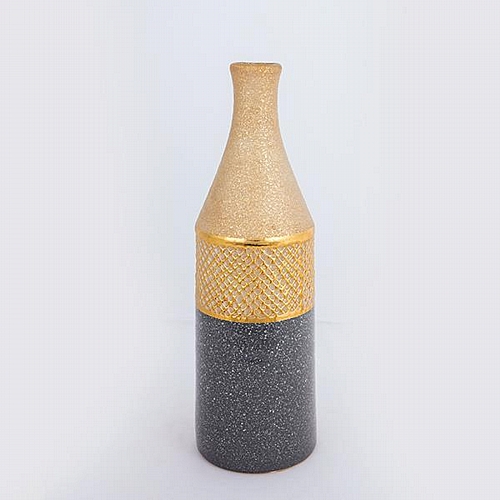 ΒΑΖΟ ΚΕΡΑΜΙΚΟ ΓΚΡΙ - ΧΡΥΣΟ 10x10x32cm