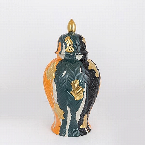 BAΖΟ ΚΕΡΑΜΙΚΟ ΜΕ ΚΑΠΑΚΙ TEΡΡΑΚΟΤΤΑ - ΠΡΑΣΙΝΟ - ΧΡΥΣΟ 23x23x44.5cm