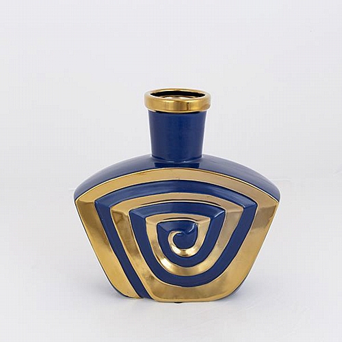 ΒΑΖΟ ΚΕΡΑΜΙΚΟ ΜΠΛΕ - ΧΡΥΣΟ 23.2x6.8x23.5cm