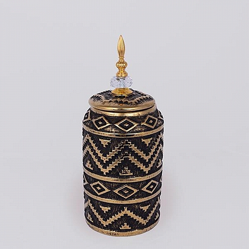 ΒΑΖΟ ΜΕ ΚΑΠΑΚΙ ΚΕΡΑΜΙΚΟ ΜΑΥΡΟ - ΧΡΥΣΟ 15x15x35.5cm